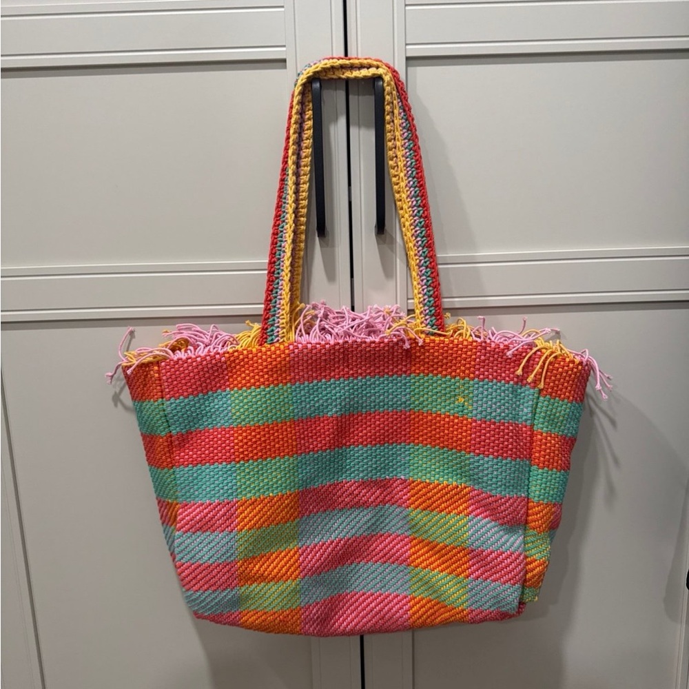 Zara Multicolor Woven Tote Bag